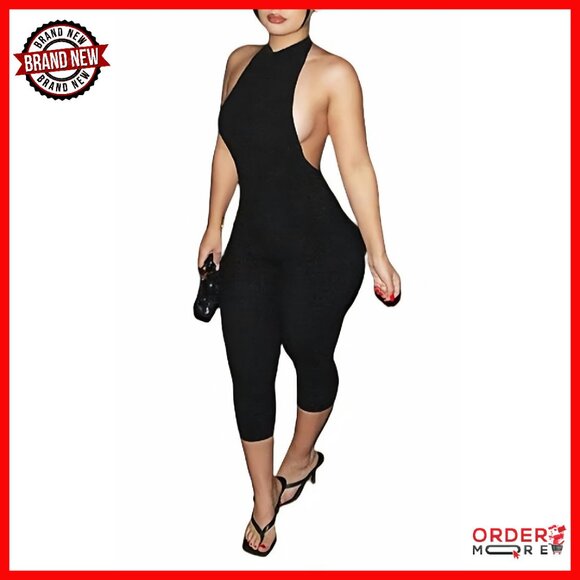 Sleeveless Hollow Out Bodycon Jumpsuit, Polyester Elastane, Club Party Wear